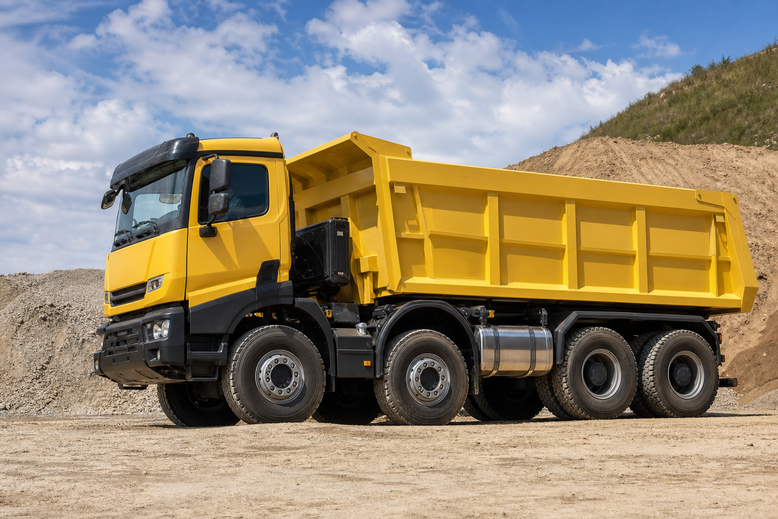 Tipper truck at construction site