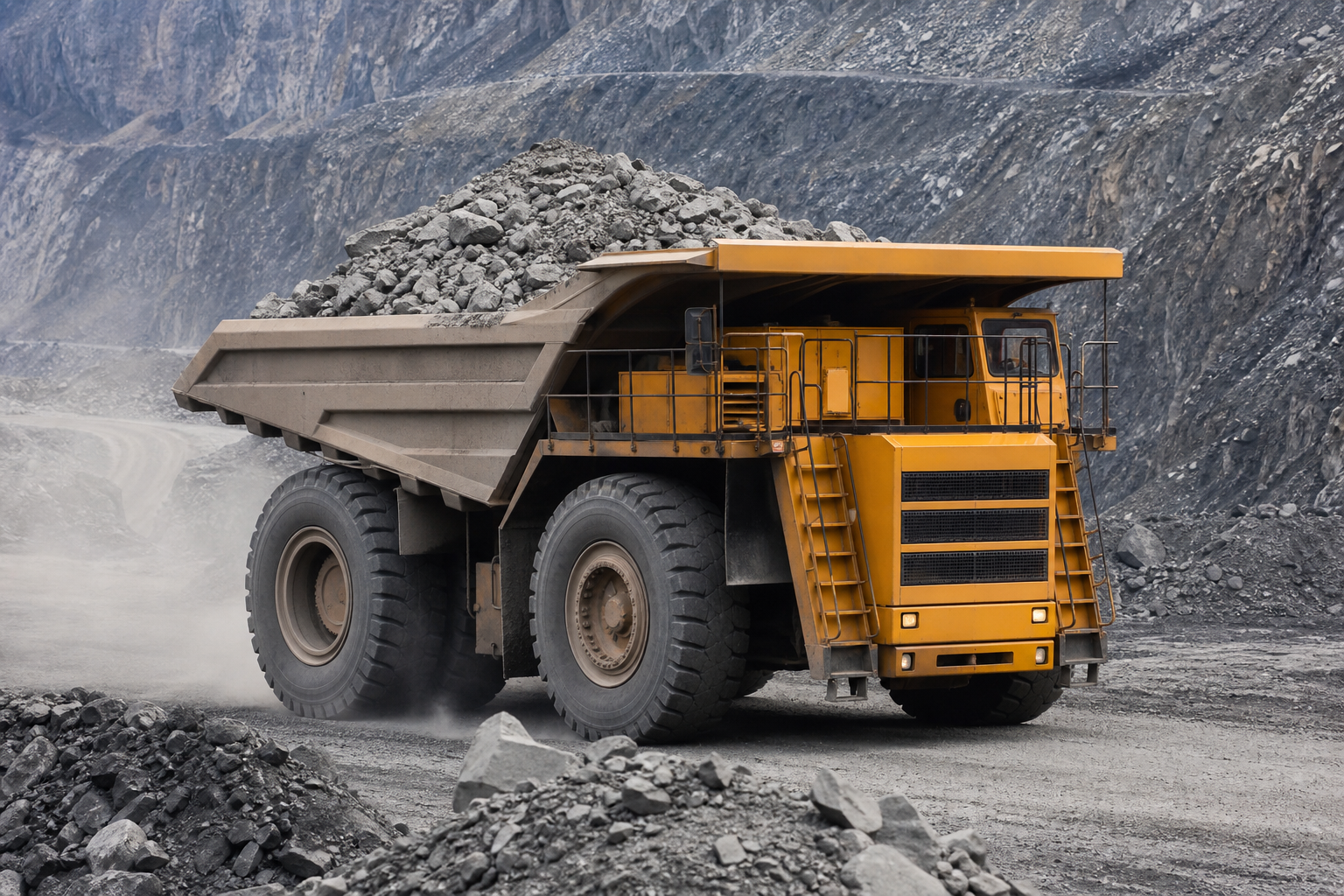 Heavy mining dump truck